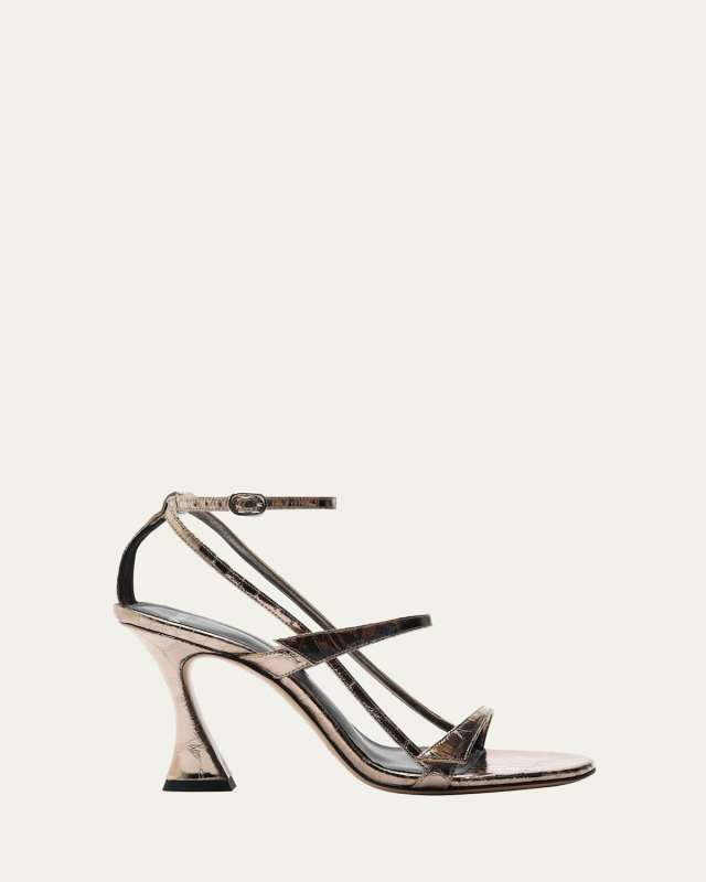 Tita Metallic Leather Cage Heel Sandals